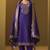 Women's navy blue jacquard art silk straight kurta set with cotton bottom & silk blend dupatta