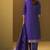 Women's navy blue jacquard art silk straight kurta set with cotton bottom & silk blend dupatta