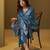 Women's turquoise blue art silk jacquard kurta set with cotton bottom and jacquard dupatta
