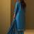 Women's turquoise blue art silk jacquard kurta set with cotton bottom and jacquard dupatta