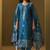 Women's turquoise blue art silk jacquard kurta set with cotton bottom and jacquard dupatta