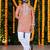 Wedding orange embroidered  silk men's short kurta only