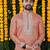 Wedding orange embroidered  silk men's short kurta only