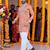 Wedding orange embroidered  silk men's short kurta only