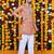 Wedding orange embroidered  silk men's short kurta only
