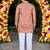 Wedding orange embroidered  silk men's short kurta only