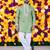 Wedding pista green embroidered  silk men's short kurta only