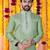 Wedding pista green embroidered  silk men's short kurta only