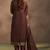 Women's brown jacquard art silk straight kurta set with cotton bottom & silk blend dupatta