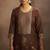 Women's brown jacquard art silk straight kurta set with cotton bottom & silk blend dupatta