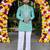 Wedding sea green embroidered  silk men's short kurta only