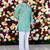 Wedding sea green embroidered  silk men's short kurta only