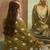 Women's olive green jacquard art silk straight kurta set with cotton bottom & silk blend dupatta