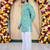 Wedding sea green embroidered  silk men's short kurta only