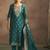 Women's rama green jacquard art silk straight kurta set with dupatta