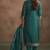 Women's rama green jacquard art silk straight kurta set with dupatta