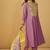 Light pink roman silk embroidered flared kurta set dupatta