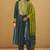 Dark green roman silk embroidered flared kurta set dupatta
