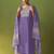 Purple chinon embroidered kurta set with jacquard dupatta