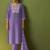Purple chinon embroidered kurta set with jacquard dupatta