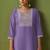 Purple chinon embroidered kurta set with jacquard dupatta