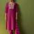 Pink chinon embroidered kurta set with jacquard dupatta