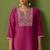 Pink chinon embroidered kurta set with jacquard dupatta