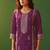 Purple jacquard art silk kurta set with cotton bottom & silk jacquard dupatta