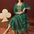 Green chinnon embroidered kurta set with dupatta