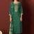 Green chinnon embroidered kurta set with dupatta