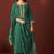 Green chinnon embroidered kurta set with dupatta