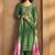 Green cotton blend embroidered kurta pant with chanderi jacquard dupatta