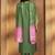 Green cotton blend embroidered kurta pant with chanderi jacquard dupatta