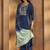 Blue cotton blend embroidered kurta pant with chanderi jacquard dupatta