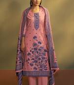 Pink jacquard art silk kurta set with cotton bottom & silk blend dupatta