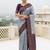 Grey nvay blue soft silk blend banarasi jacuard work designer party wear saree with unstitched blouse piece