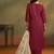 Women rust cotton calf-length kurta with pant & cream chanderi printed dupatta