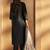 Women black cotton calf-length kurta with pant & cream chanderi printed dupatta