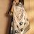 Women black cotton calf-length kurta with pant & cream chanderi printed dupatta