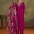 Women pink cotton blend embroidered straight kurta with pant & organza jacquard printed dupatta
