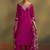 Women pink cotton blend embroidered straight kurta with pant & organza jacquard printed dupatta