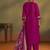 Women pink cotton blend embroidered straight kurta with pant & organza jacquard printed dupatta