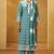 Turquoise blue pure cotton schiffli embroidered straight kurta set dupatta