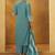 Turquoise blue pure cotton schiffli embroidered straight kurta set dupatta