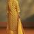 Women’s yellow cotton blend printed flared kurta with printed pant & chanderi printed dupatta