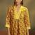 Women’s yellow cotton blend printed flared kurta with printed pant & chanderi printed dupatta