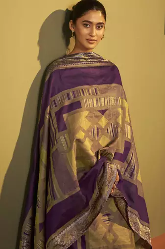 Wine jacquard art silk fla wine kurta set with cotton bottom & silk blend dupatta