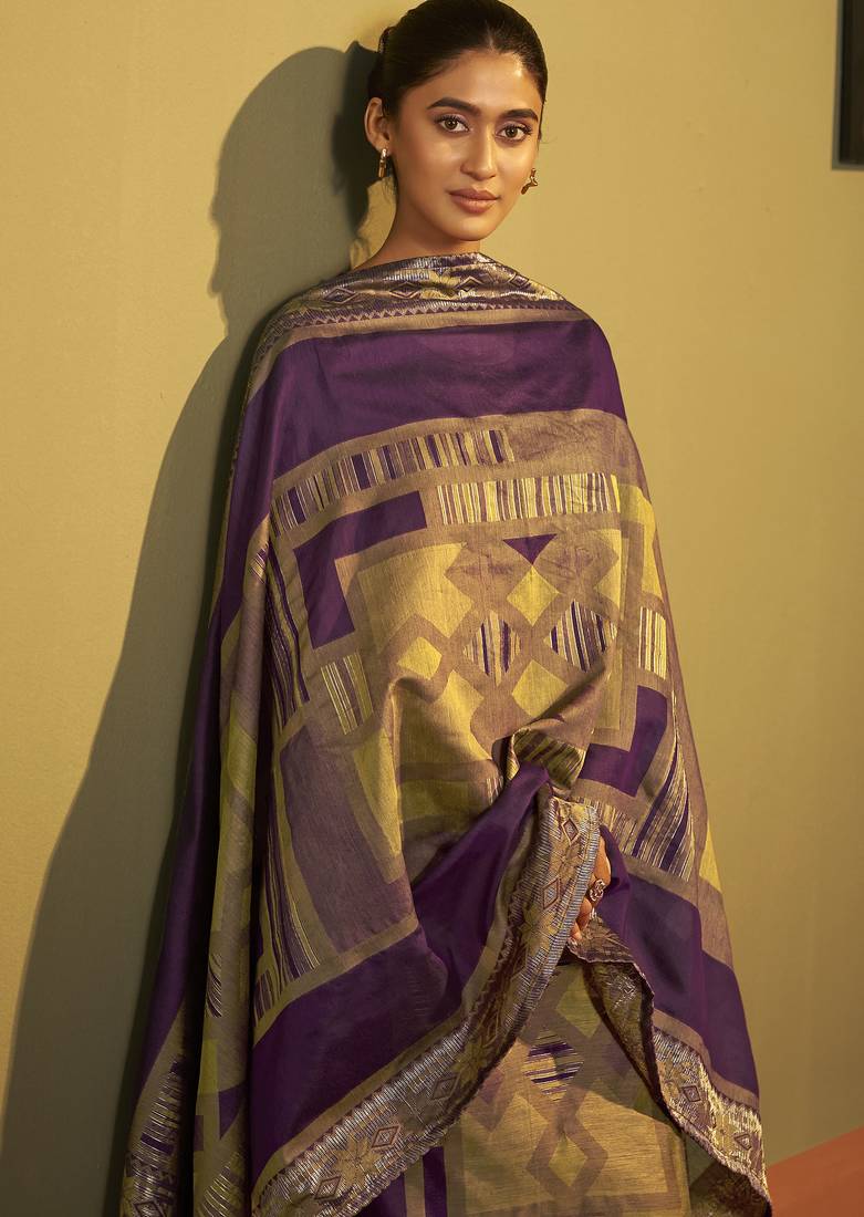 Wine jacquard art silk fla wine kurta set with cotton bottom & silk blend dupatta