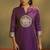 Wine jacquard art silk kurta set with cotton bottom & silk blend dupatta