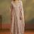 Brown pure cotton embroidered anarkali kurta set with dupatta for women